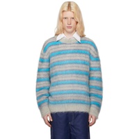 마르니 Marni Gray & Blue Striped Sweater 241379M201022