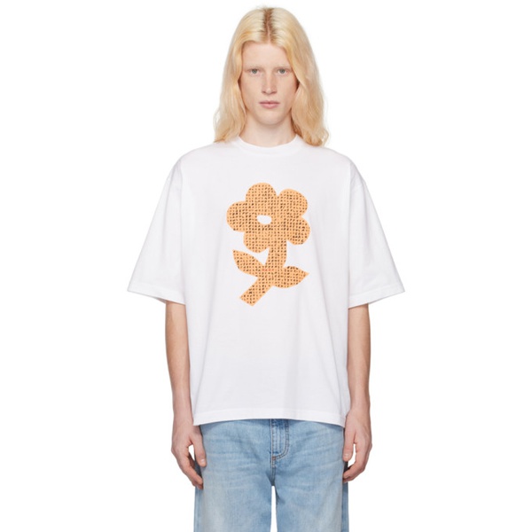 마르니 마르니 Marni White Wordsearch Flower T-Shirt 241379M213008