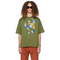 마르니 Marni Green Dripping Flower T-Shirt 241379M213018