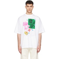 마르니 Marni White Flower Prints T-Shirt 241379M213027