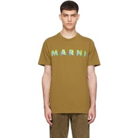 마르니 Marni Khaki Printed T-Shirt 241379M213029
