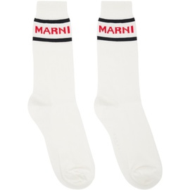 마르니 Marni White Logo Socks 241379M220002