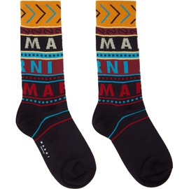마르니 Marni Brown Logo Socks 241379M220003