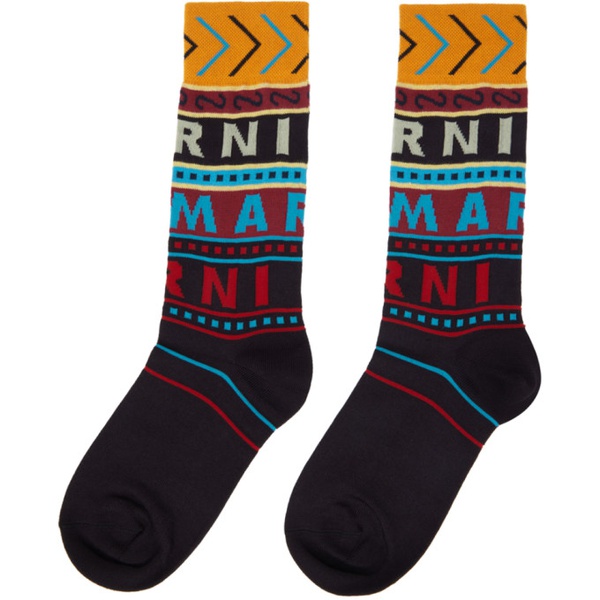 마르니 마르니 Marni Brown Logo Socks 241379M220003
