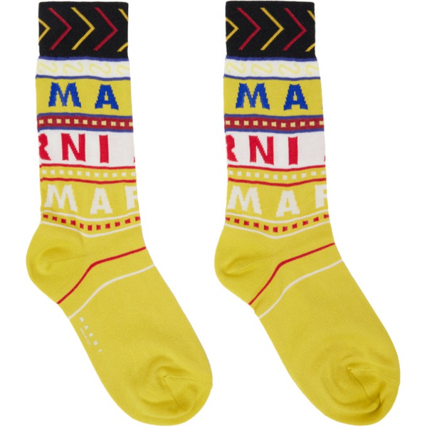 마르니 마르니 Marni Yellow Logo Socks 241379M220004