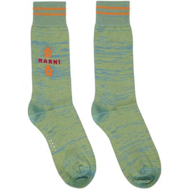 마르니 Marni Green & Blue Marled Socks 241379M220005