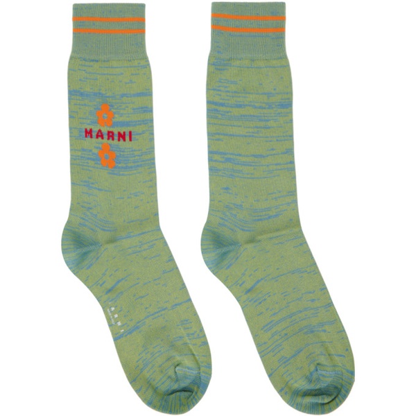 마르니 마르니 Marni Green & Blue Marled Socks 241379M220005