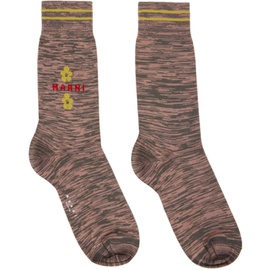 마르니 Marni Pink & Gray Marled Socks 241379M220006