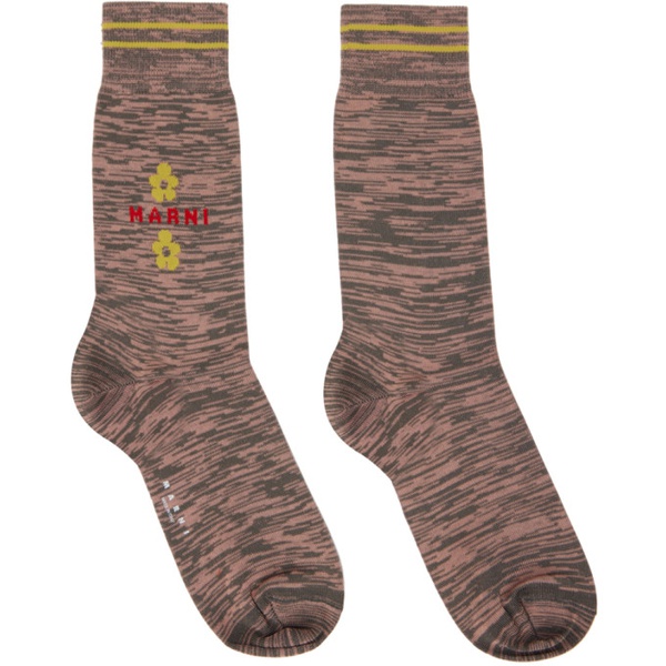 마르니 마르니 Marni Pink & Gray Marled Socks 241379M220006