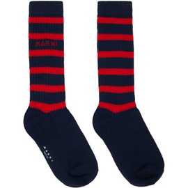 마르니 Marni Navy Striped Socks 241379M220007
