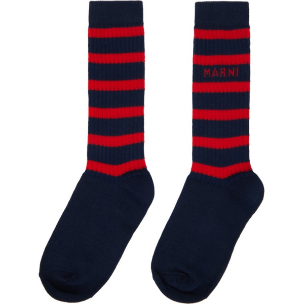 마르니 마르니 Marni Navy Striped Socks 241379M220007