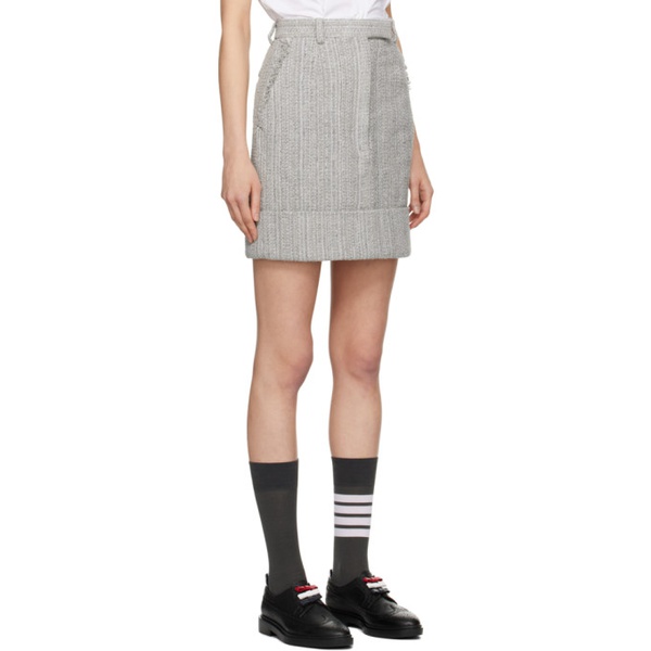 톰브라운 톰브라운 Thom Browne Gray Frayed Miniskirt 241381F090001