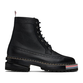 톰브라운 Thom Browne Black Lace-Up Longwing Boots 241381F113001