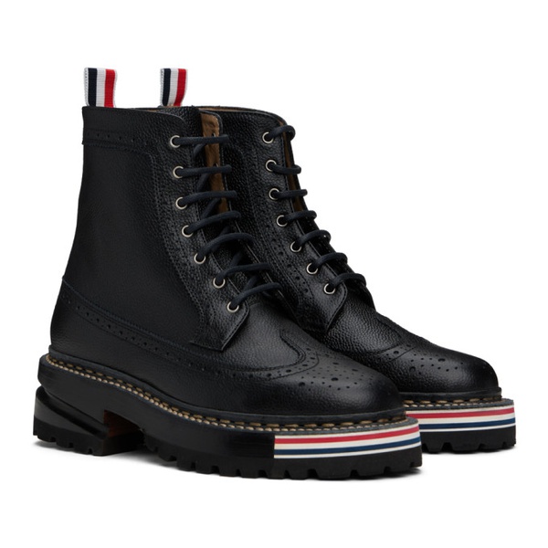 톰브라운 톰브라운 Thom Browne Black Lace-Up Longwing Boots 241381F113001