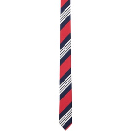 톰브라운 Thom Browne Red & Navy 4-Bar Tie 241381M158007