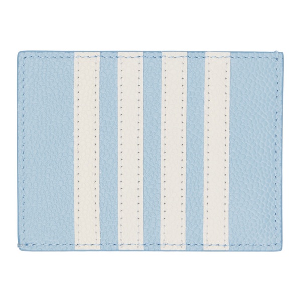톰브라운 톰브라운 Thom Browne Blue Pebble Grain Leather 4-Bar Single Card Holder 241381M163000