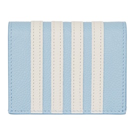 톰브라운 Thom Browne Blue Double 4-Bar Applique Stripe Leather Card Holder 241381M163001