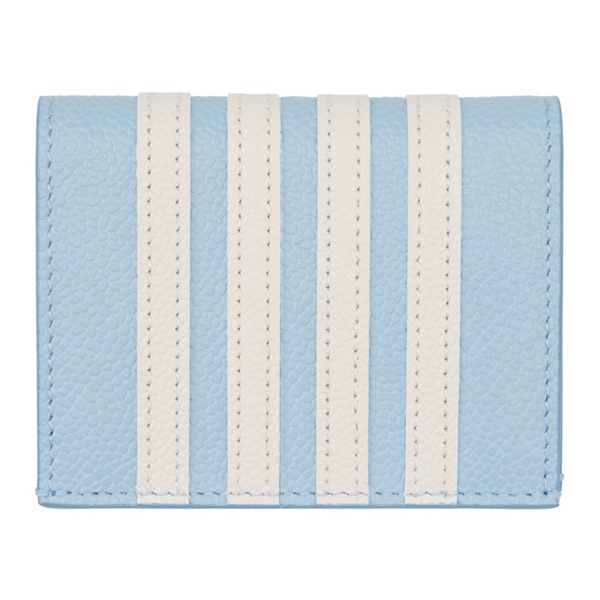 톰브라운 톰브라운 Thom Browne Blue Double 4-Bar Applique Stripe Leather Card Holder 241381M163001