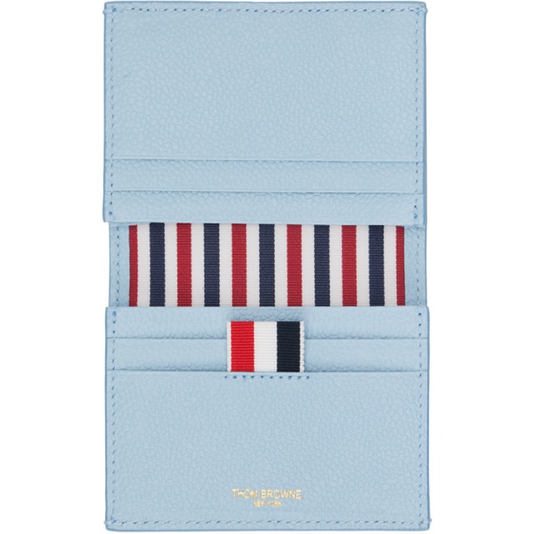 톰브라운 톰브라운 Thom Browne Blue Double 4-Bar Applique Stripe Leather Card Holder 241381M163001