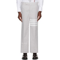 톰브라운 Thom Browne White & Gray 4-Bar Trousers 241381M191018