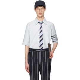 톰브라운 Thom Browne Blue & White Stripe 4-Bar Shirt 241381M192001
