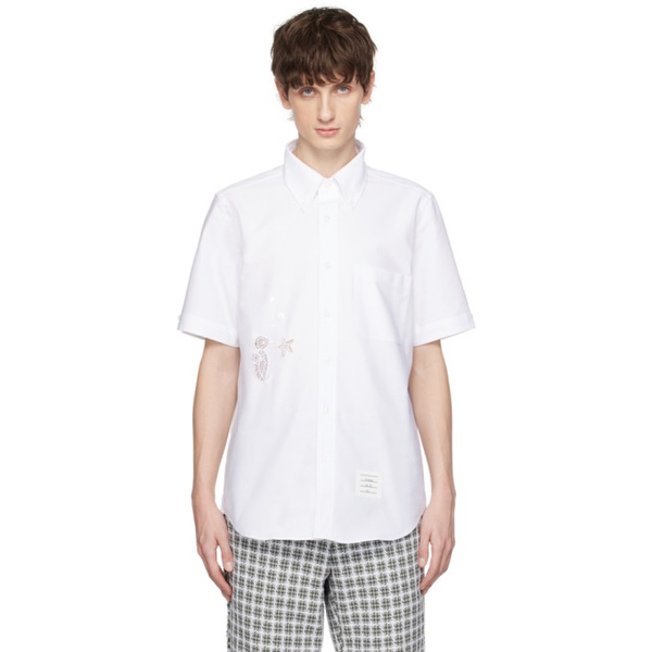 톰브라운 톰브라운 Thom Browne White Applique Shirt 241381M192037