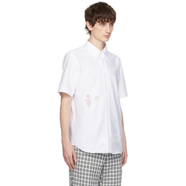 톰브라운 톰브라운 Thom Browne White Applique Shirt 241381M192037