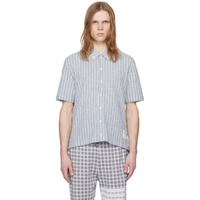 톰브라운 Thom Browne Blue & Gray Striped Shirt 241381M192048