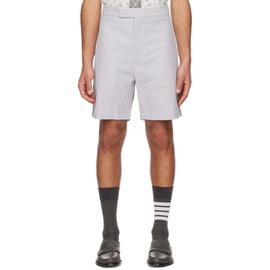 톰브라운 Thom Browne White & Gray Striped Shorts 241381M193014