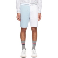 톰브라운 Thom Browne Blue & White Paneled Shorts 241381M193021
