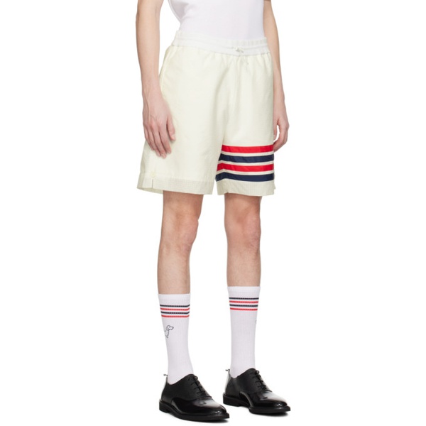 톰브라운 톰브라운 Thom Browne White 4-Bar Shorts 241381M193023