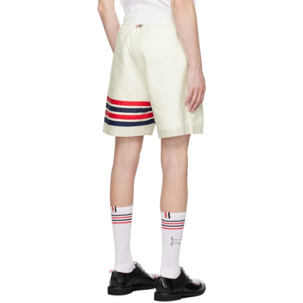 톰브라운 톰브라운 Thom Browne White 4-Bar Shorts 241381M193023