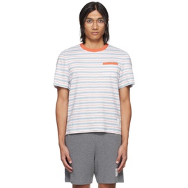 톰브라운 Thom Browne Orange & Blue Striped T-Shirt 241381M213011