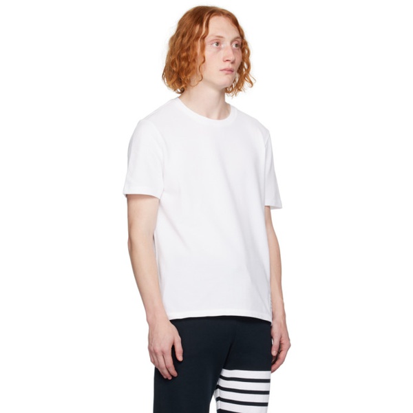 톰브라운 톰브라운 Thom Browne White Stripe Trim T-Shirt 241381M213019