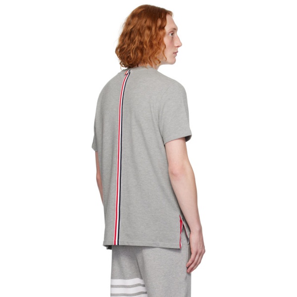 톰브라운 톰브라운 Thom Browne Gray Stripe Trim T-Shirt 241381M213020