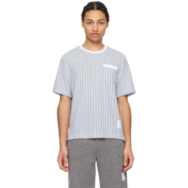 톰브라운 Thom Browne Blue & Gray Striped T-Shirt 241381M213031