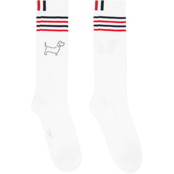 톰브라운 톰브라운 Thom Browne White Hector Icon Athletic Socks 241381M220000