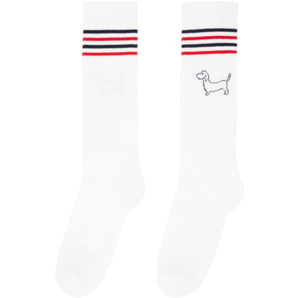 톰브라운 톰브라운 Thom Browne White Hector Icon Athletic Socks 241381M220000
