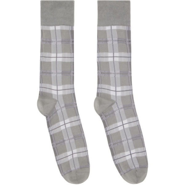 톰브라운 톰브라운 Thom Browne Gray Check Socks 241381M220004