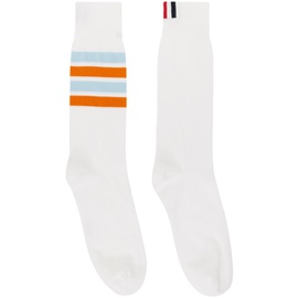 톰브라운 Thom Browne White 4-Bar Socks 241381M220005