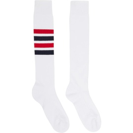 톰브라운 Thom Browne White Striped Socks 241381M220009