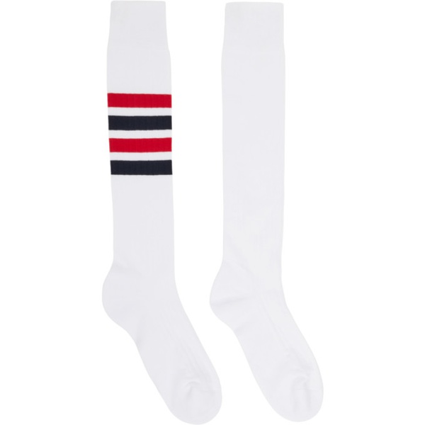 톰브라운 톰브라운 Thom Browne White Striped Socks 241381M220009
