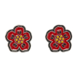 Red & Silver Kenzo Paris Kenzo Crest Earrings 241387M144001