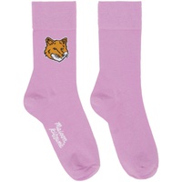 Maison Kitsune Purple Fox Head Socks 241389F076000