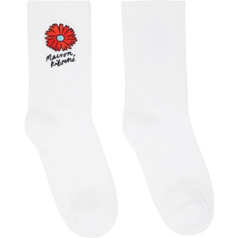 Maison Kitsune White Floating Flower Sporty Socks 241389F076002