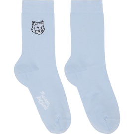 Maison Kitsune Blue Bold Fox Head Socks 241389F076007