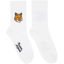 Maison Kitsune White Fox Head Socks 241389F076009