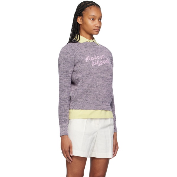 메종키츠네 Maison Kitsune Purple Handwriting Sweater 241389F096011