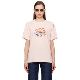 Maison Kitsune Pink Surfing Foxes T-Shirt 241389F110011