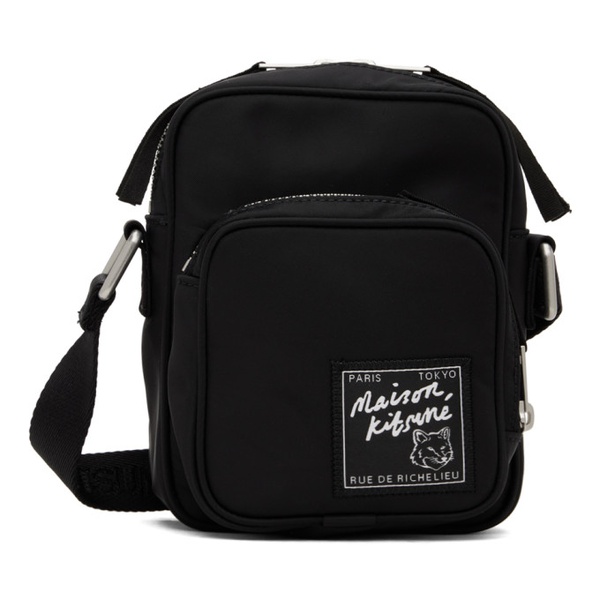 메종키츠네 Maison Kitsune Black The Traveller Crossbody Bag 241389M171008